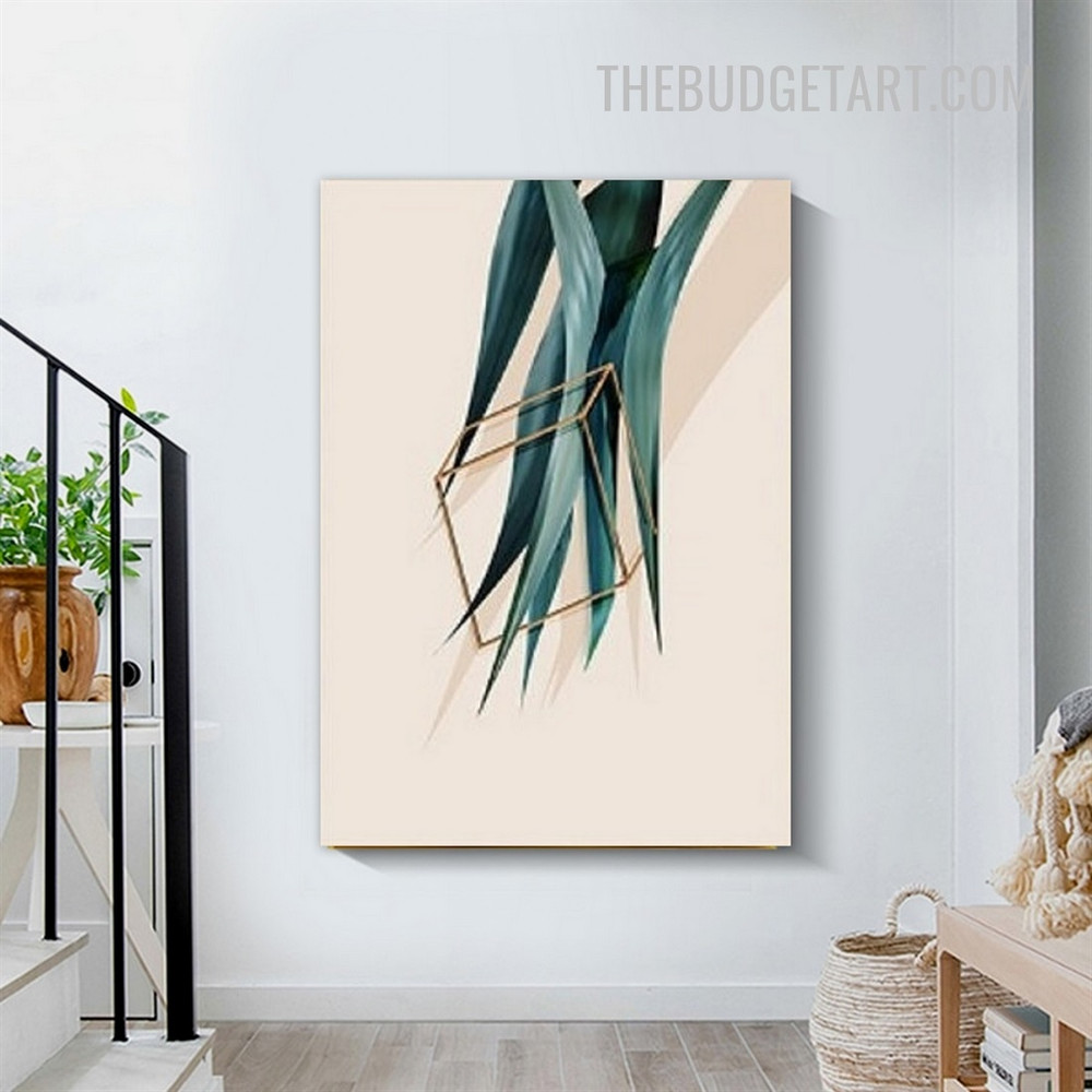 Long Leaves Nordic Botanical Geometric Modern Painting Picture Canvas Print for Room Wall Decor