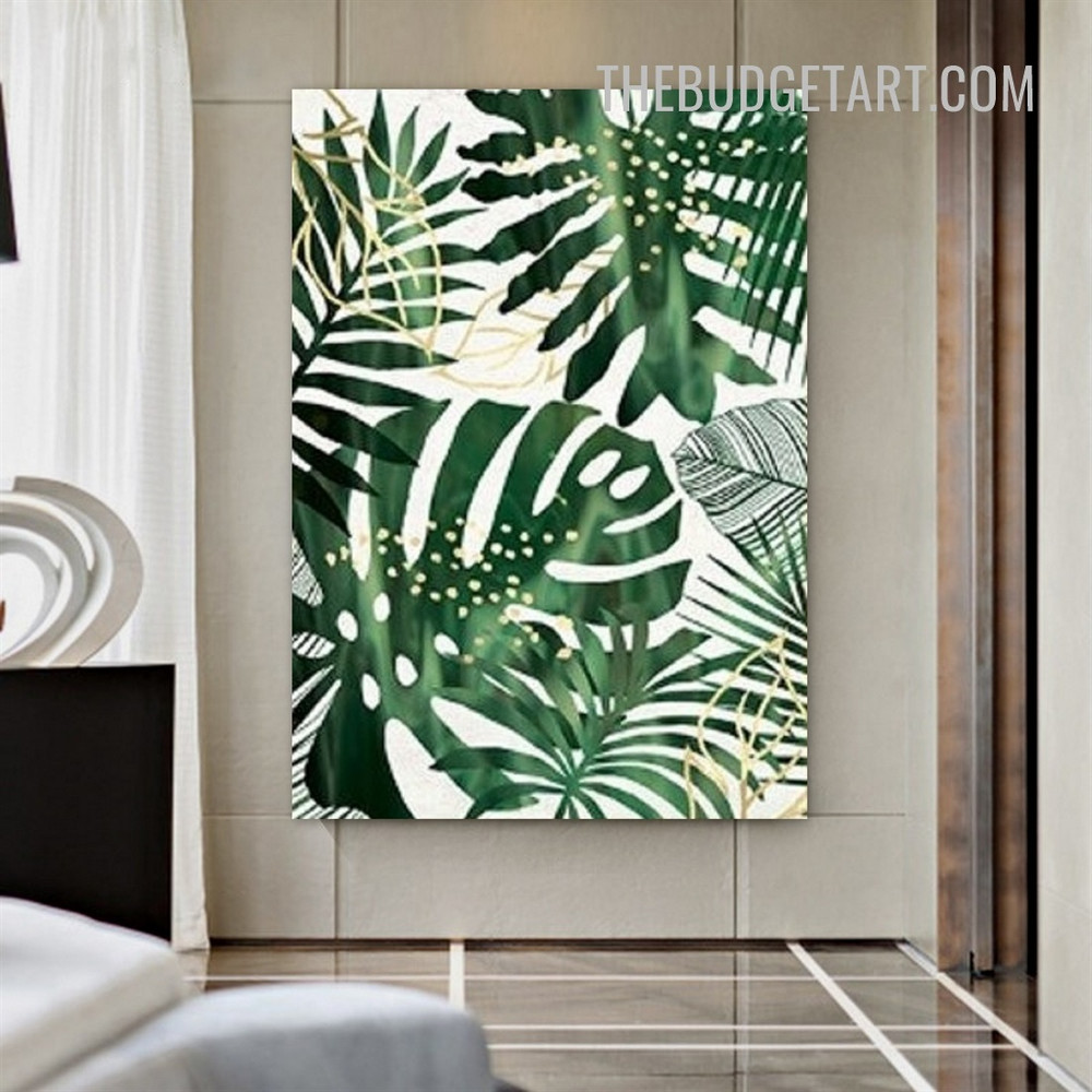 Tropical Green Foliage Nordic Modern Painting Picture Canvas Botanical Print for Room Wall Trimming