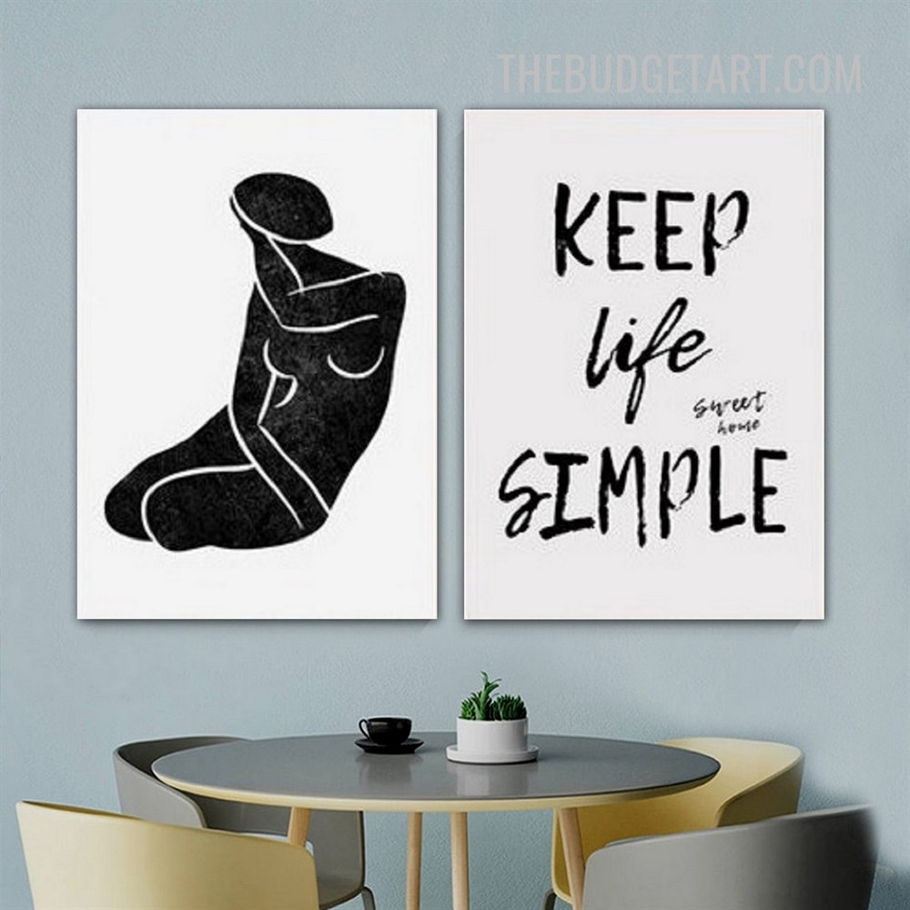 Keep Life Simple Sweet Home Typography Modern Painting Picture Canvas 2 Piece Abstract Wall Art Prints for Room Wall Ornament