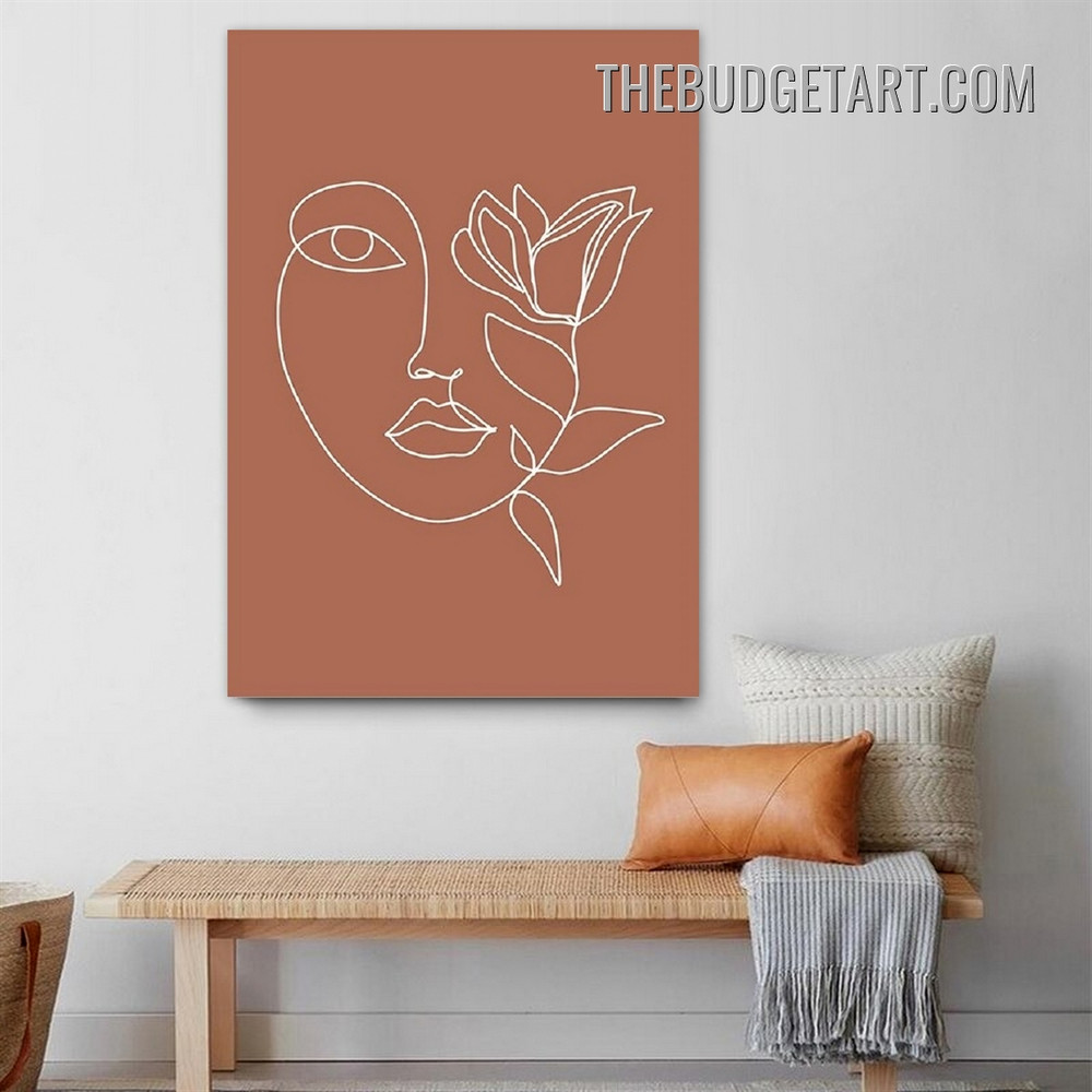 Line Art Face Abstract Scandinavian Modern Painting Picture Canvas Wall Art Print for Room Assortment