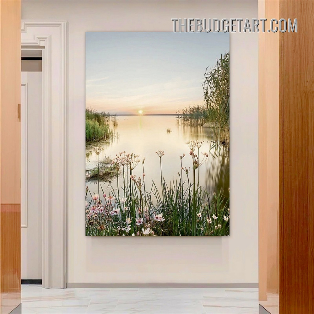 Sundown Naturescape Modern Painting Picture Canvas Wall Art Print for Room Molding
