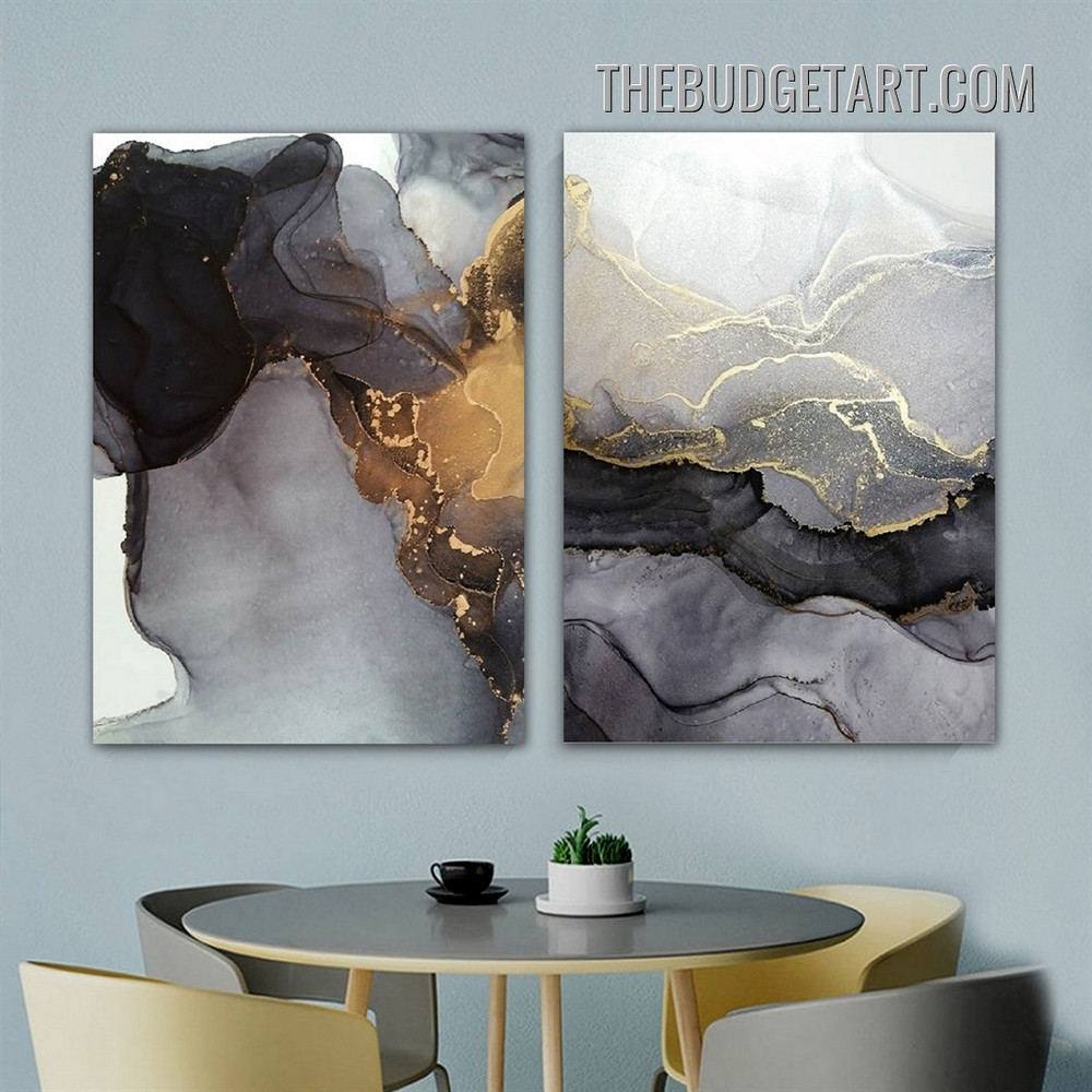 Marble Design Abstract Modern Painting Picture 2 Piece Canvas Wall Art Prints for Room Décor