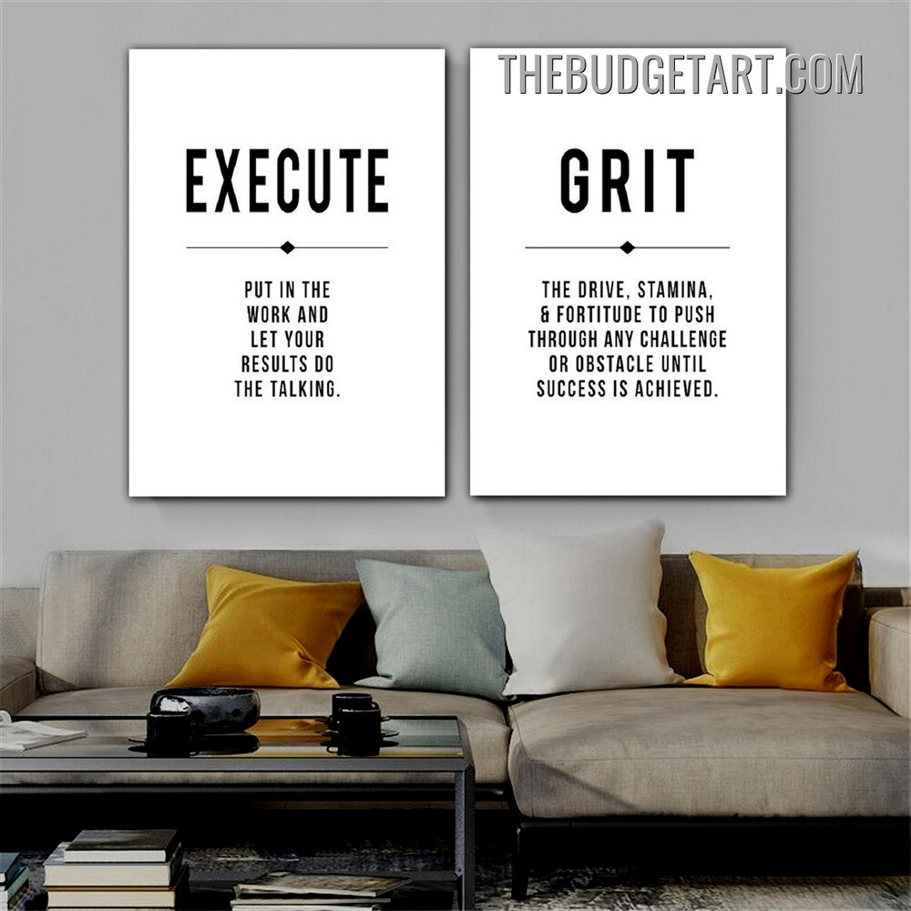 Execute Typography Modern Painting Picture 2 Piece Art Prints for Room Wall Ornamentation