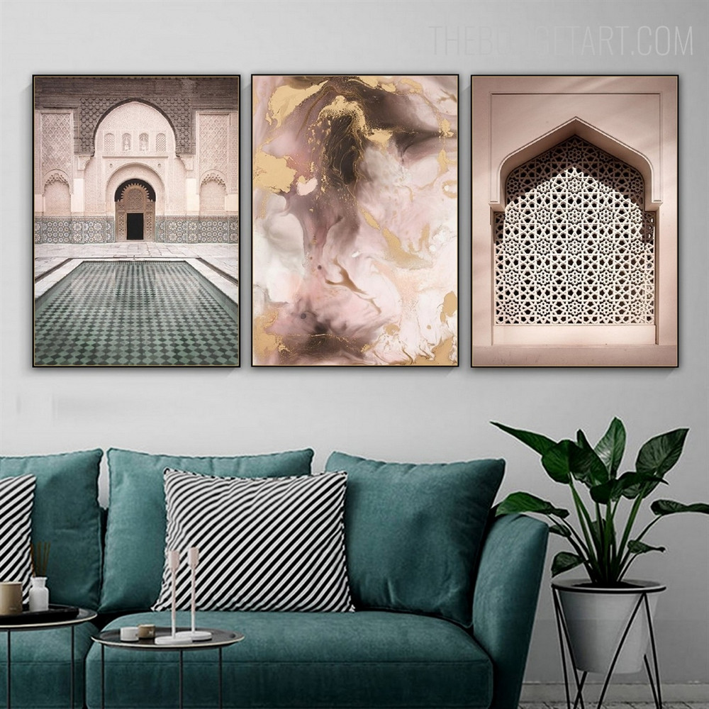 Courtyard Religious Modern Artwork Photo Canvas Print for Room Wall Outfit
