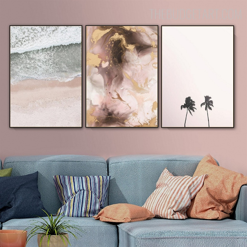 Beach Trees Abstract Nature Modern Artwork Photo Canvas Print for Room Wall Tracery
