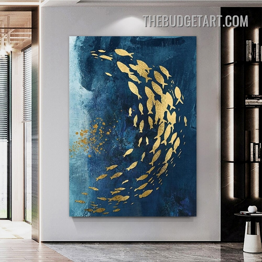 Speckle Fishes Abstract Watercolor Modern Painting Picture Canvas Wall Art Print for Room Garnish
