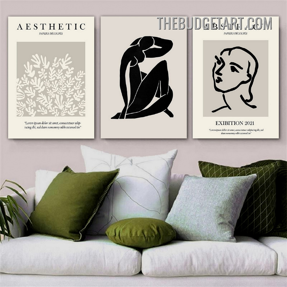 Abstract Typography Modern Painting Picture 3 Piece Canvas Wall Art Prints for Room Trimming