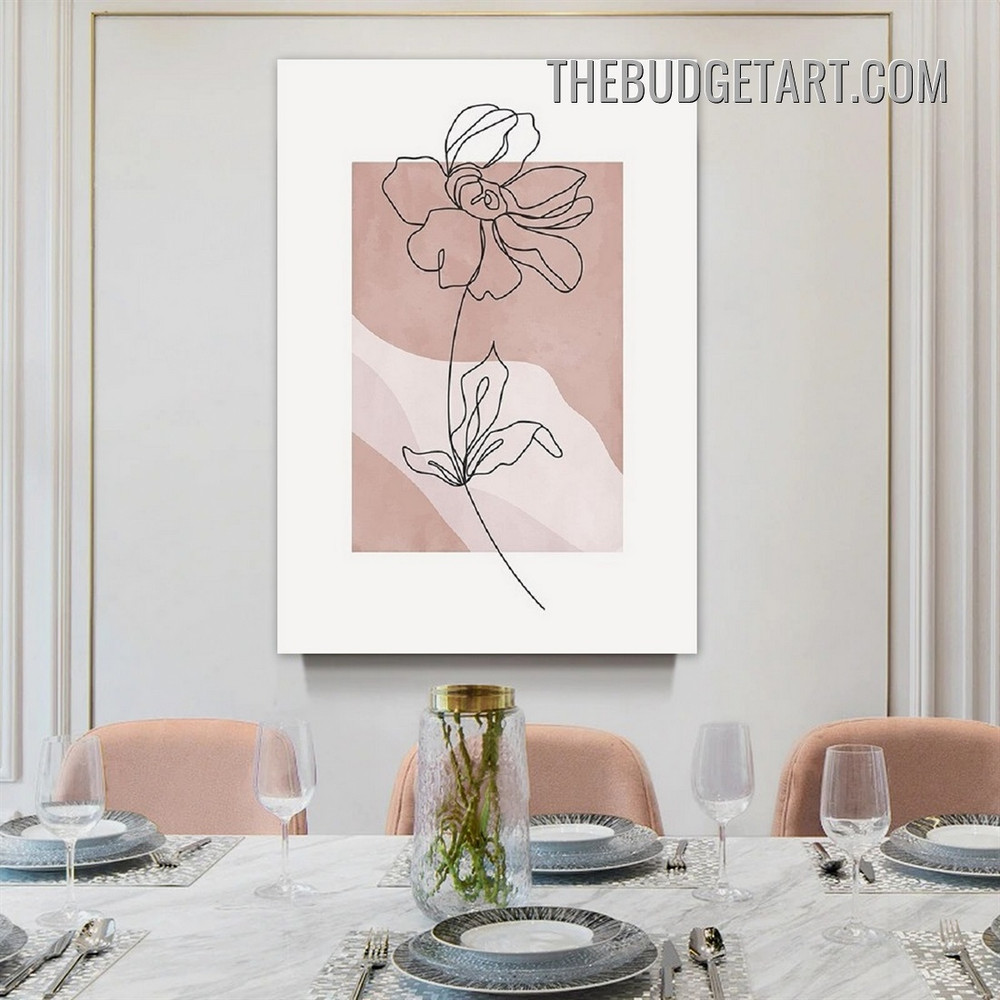 Winding Line Flower Abstract Floral Scandinavian Painting Picture Canvas Wall Art Print for Room Illumination