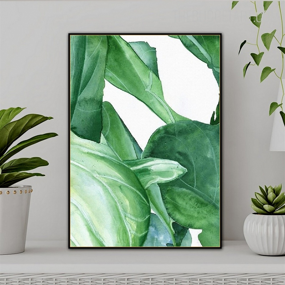 Tropical Leafage Abstract Botanical Scandinavian Watercolor Artwork Photo Canvas Print for Room Wall Finery