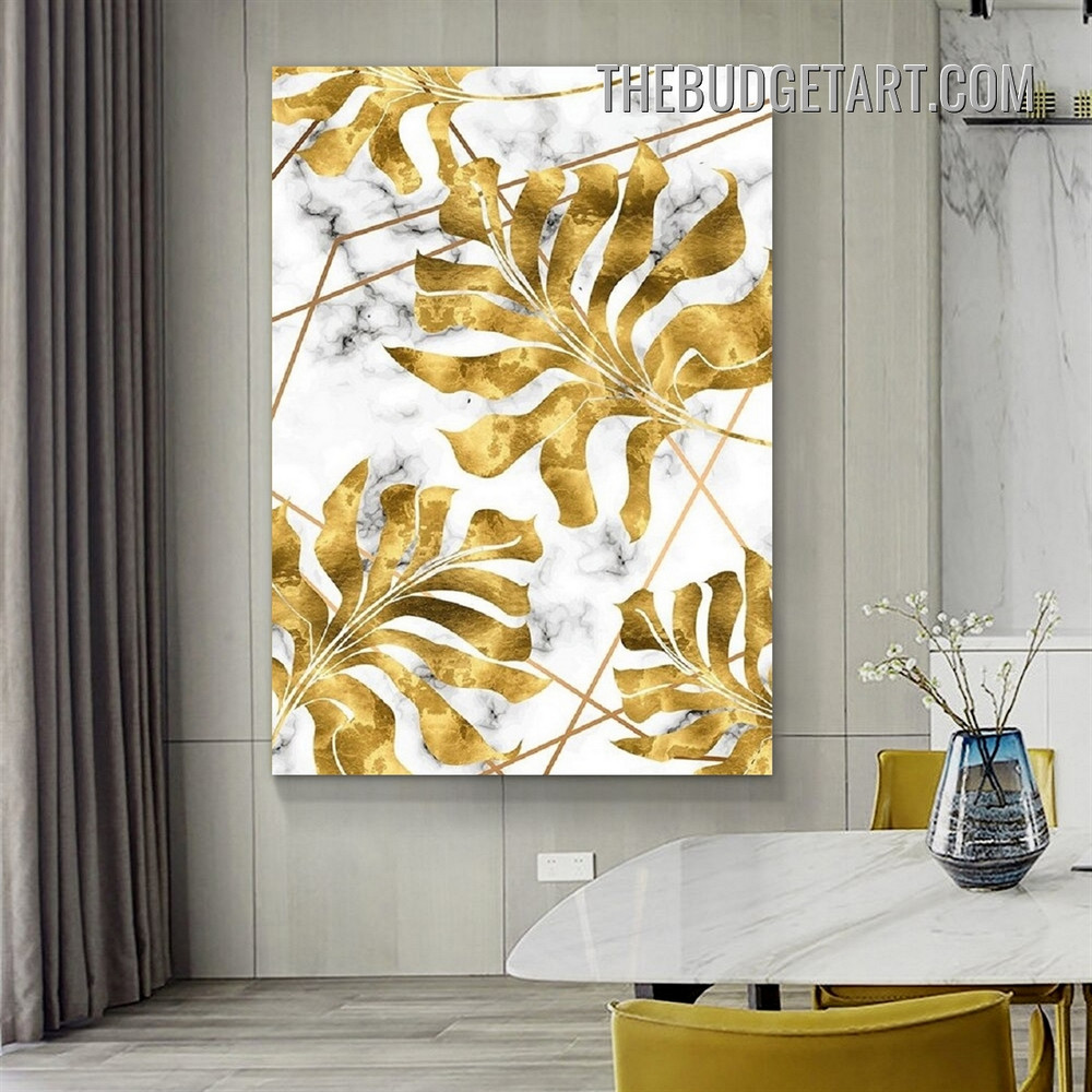 Golden Palm Leaves Nordic Abstract Botanical Modern Painting Picture Canvas Art Print for Room Wall Decoration