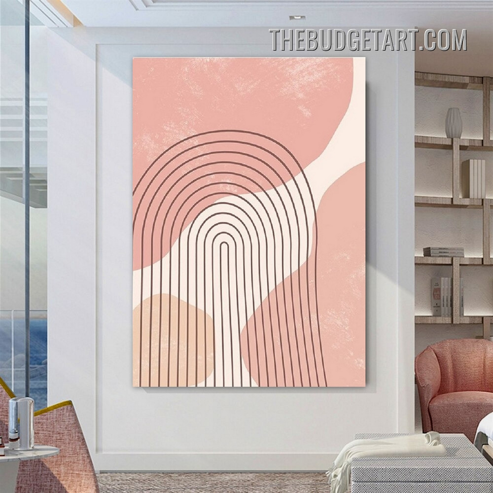 Meandering Lineaments Abstract Geometric Scandinavian Painting Picture Canvas Wall Art Print for Room Embellishment