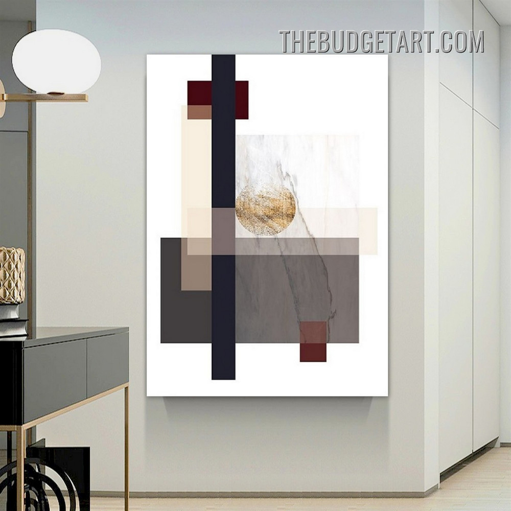 Rectangle Stain Abstract Geometric Modern Painting Picture Canvas Wall Art Print for Room Equipment