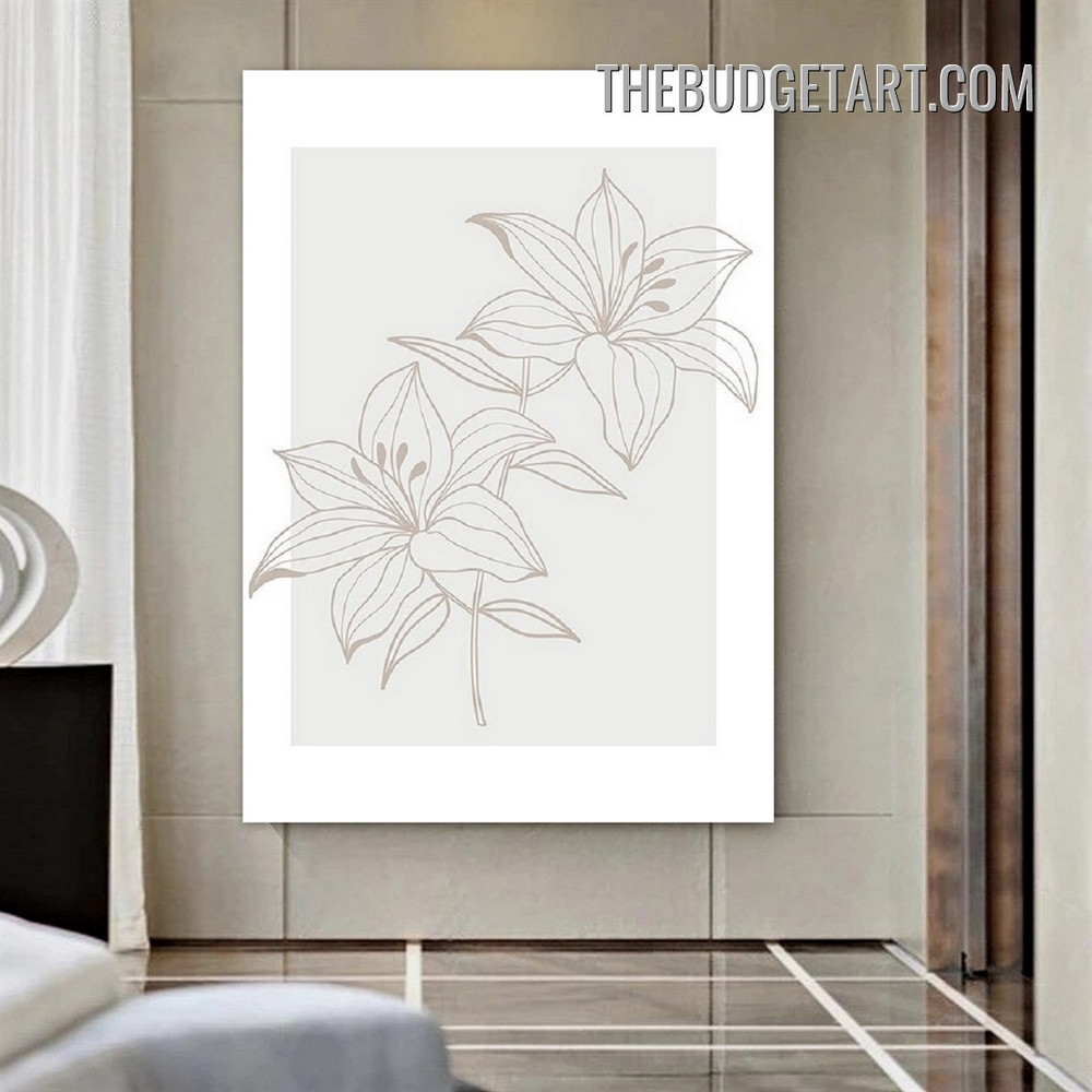 Lilies Blossoms Abstract Floral Modern Painting Picture Canvas Wall Art Print for Room Adornment