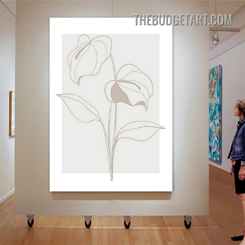 Leaves Line Art Abstract Botanical Modern Painting Picture Canvas Art Pint for Room Wall Drape