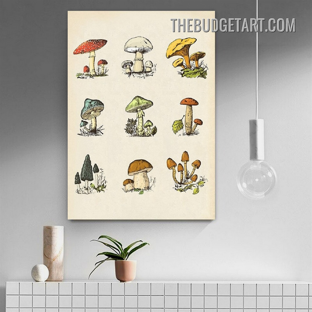 Champignon Mushrooms Food Vintage Painting Picture Canvas Wall Art Print for Room Equipment