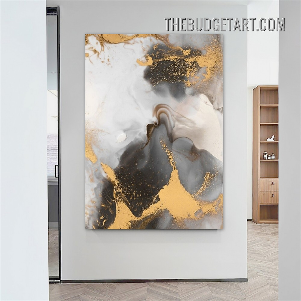 Marble Texture Abstract Modern Painting Image Canvas Wall Art Print for Room Ornamentation