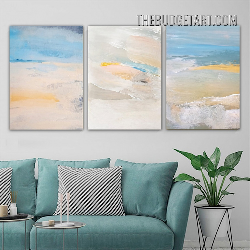Colorific Stigma Abstract Watercolor Modern Painting Picture 3 Panel Canvas Wall Art Prints for Room Garnish