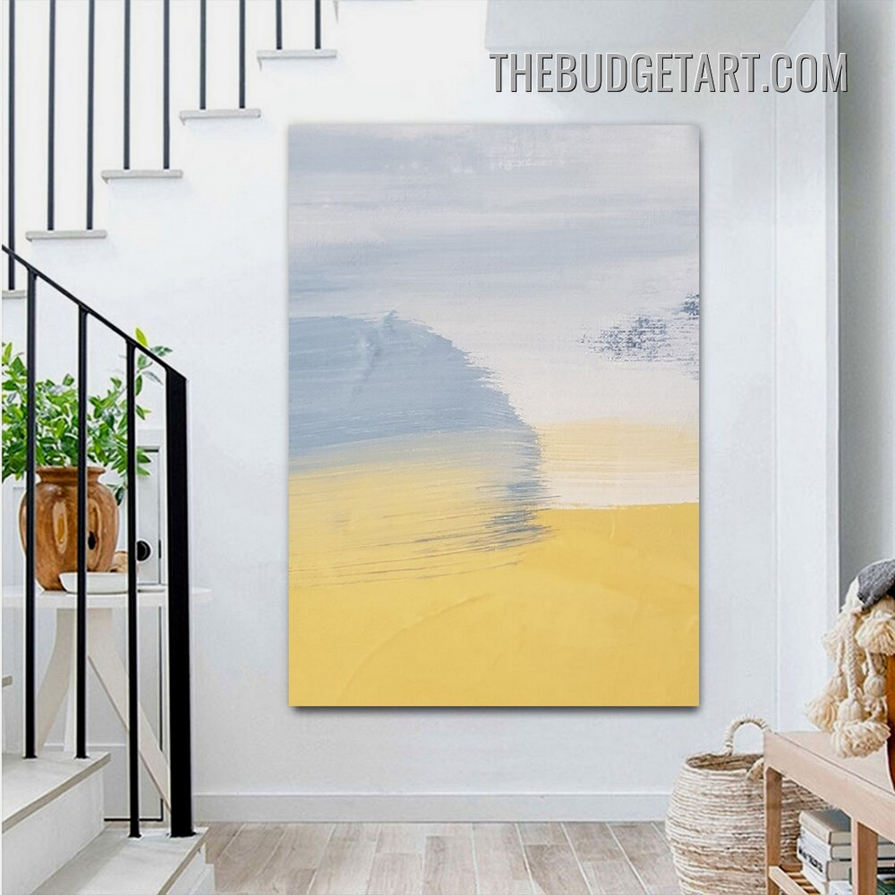 Yellowness Fleck Watercolor Modern Painting Picture Abstract Canvas Wall Art Print for Room Decoration