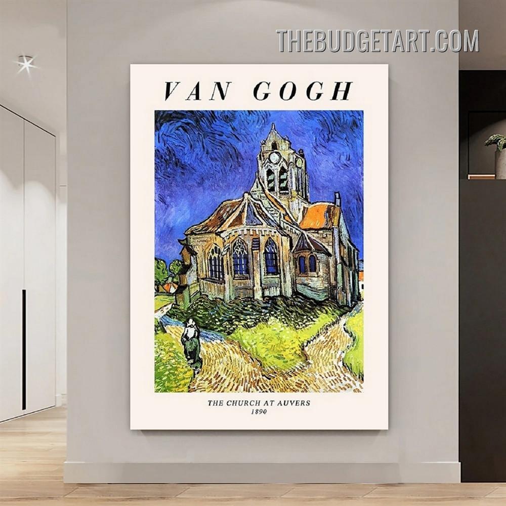 Van Gogh Church Vintage Painting Picture Canvas Wall Art Print for Room Ornament