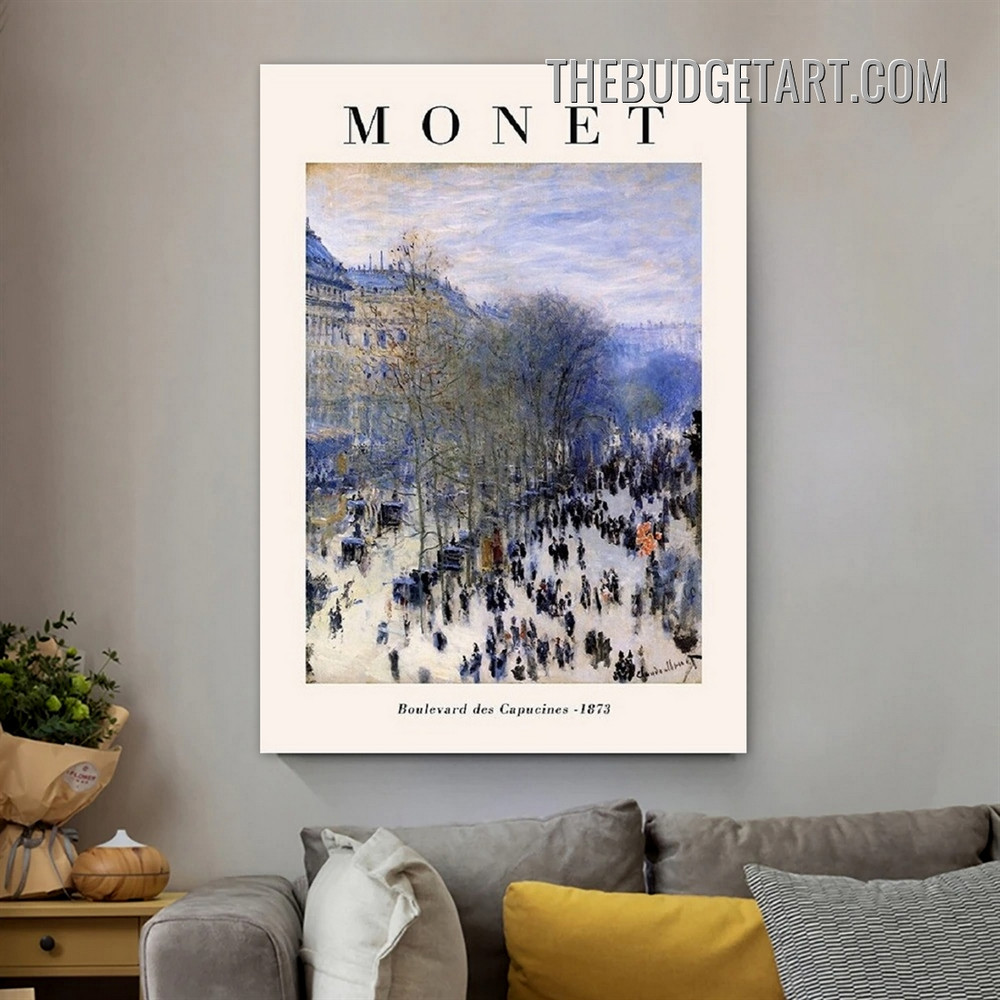 Monet Typography Vintage Painting Picture Canvas Art Print for Room Wall Molding