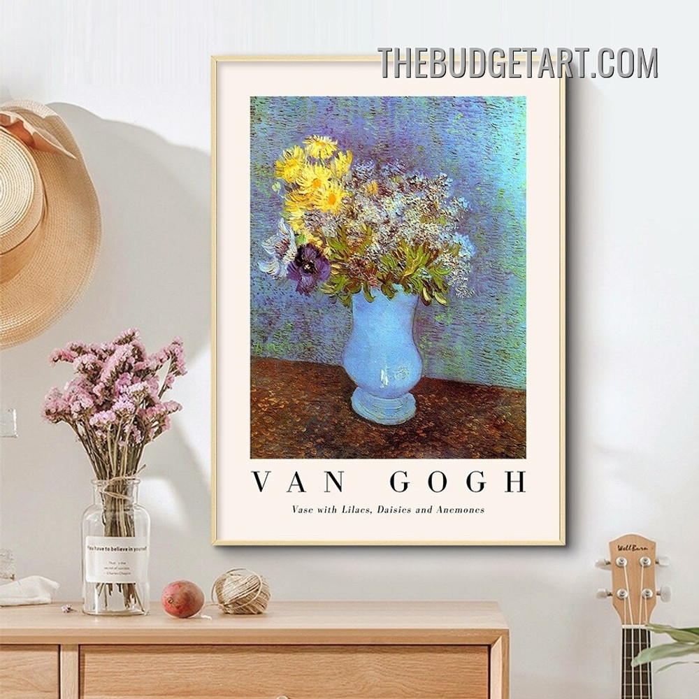 Vase Lilacs Abstract Floral Painting Picture Canvas Art Print for Room Wall Equipment
