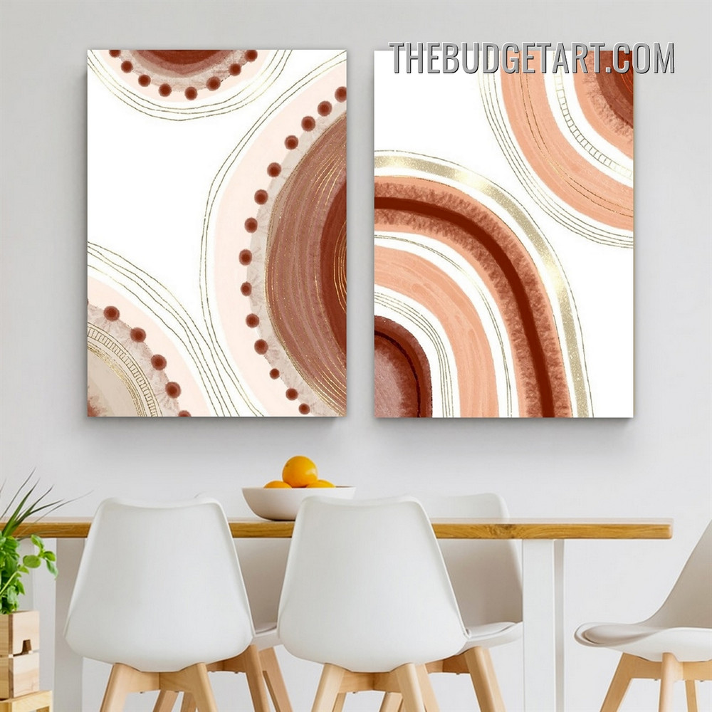 Winding Smudges Abstract Scandinavian Modern Painting Picture 2 Piece Canvas Wall Art Prints for Room Getup