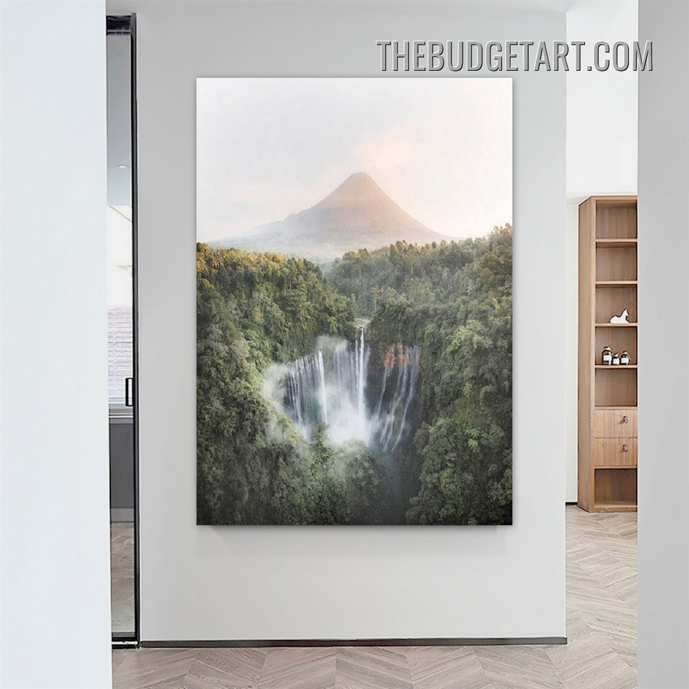 Fountain Naturescape Modern Painting Picture Canvas Art Print for Room Wall Arrangement