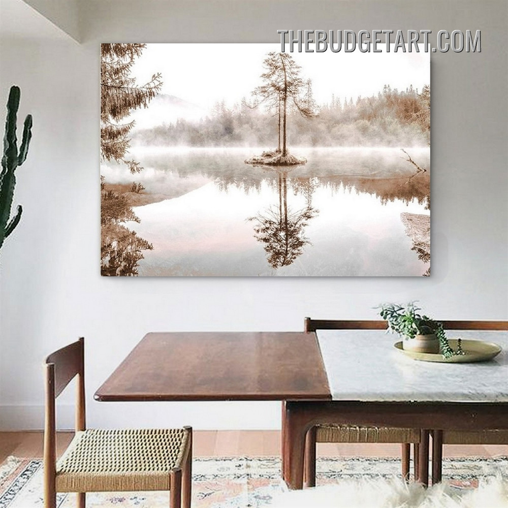 Lake Nordic Landscape Scandinavian Painting Picture Canvas Art Print for Room Wall Getup