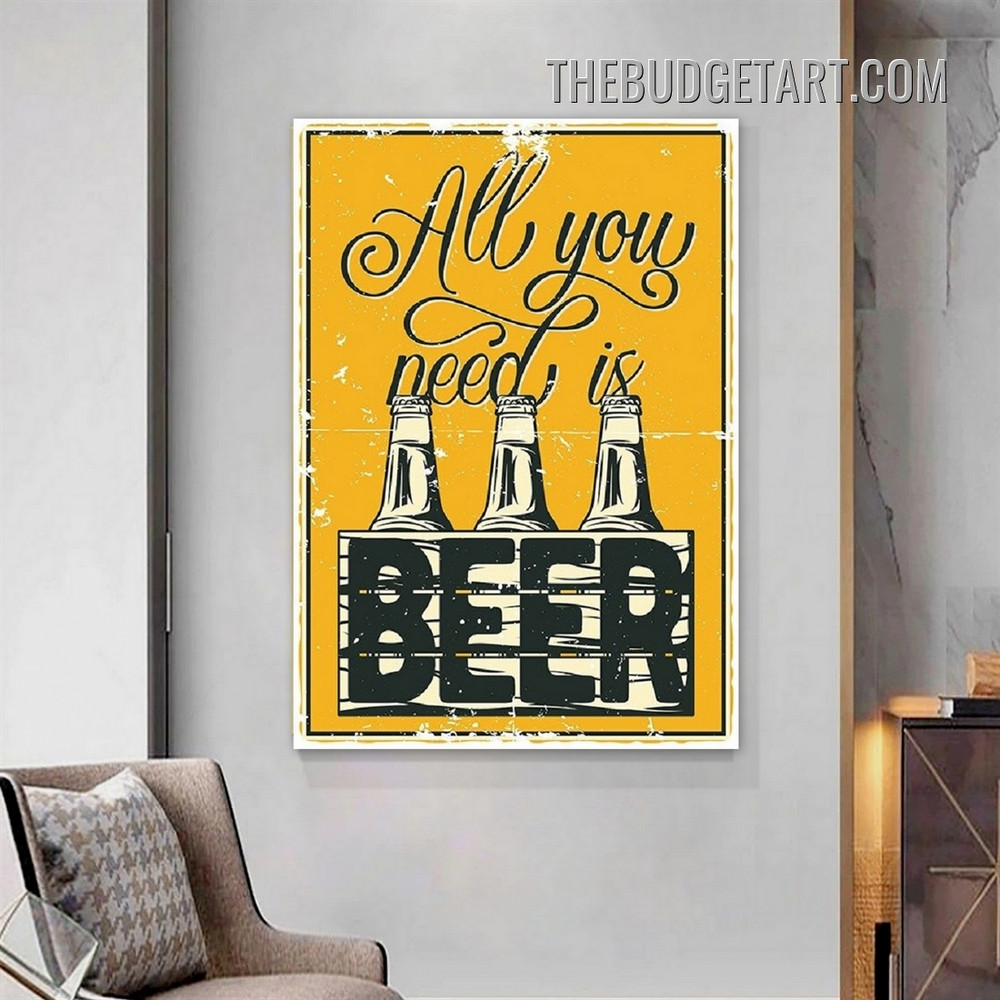 Beer Bottles Vintage Poster Painting Picture Canvas Art Print for Room Wall Décor