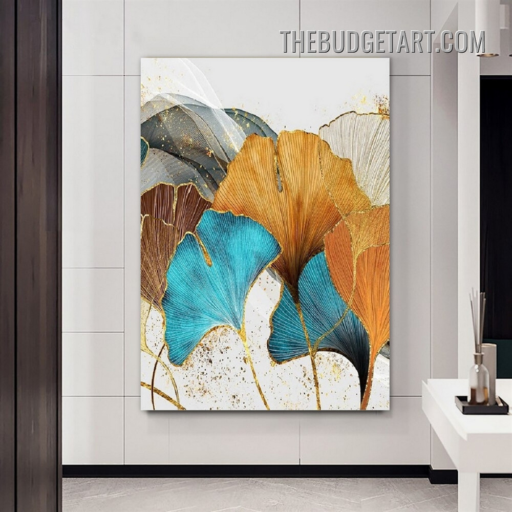 Ginkgo Leafage Spots Nordic Abstract Modern Painting Picture Canvas Wall Art Print for Room Assortment