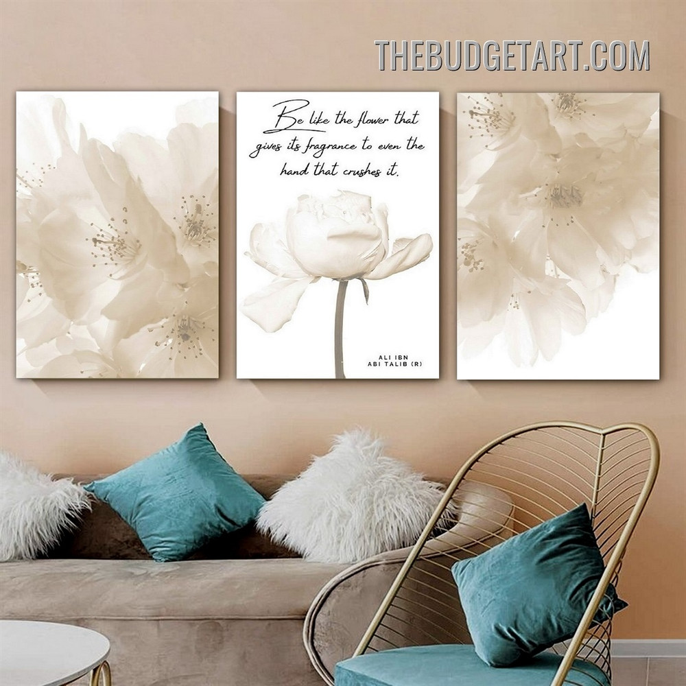 Fragrance Typography Modern Painting Picture 3 Panel Canvas Wall Art Prints for Room Garnish