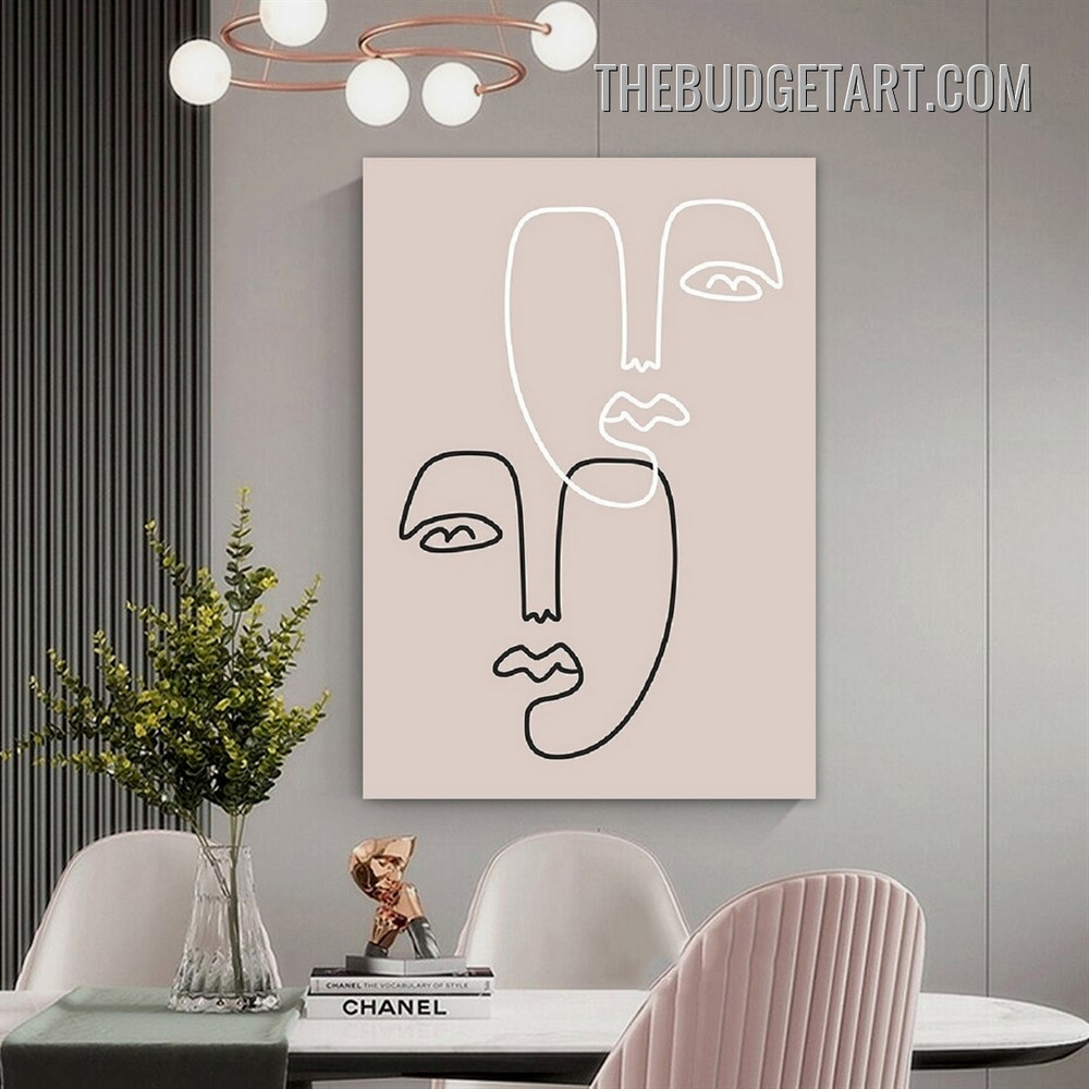 Winding Lineaments Face Abstract Painting Picture Modern Canvas Wall Art Print for Room Finery