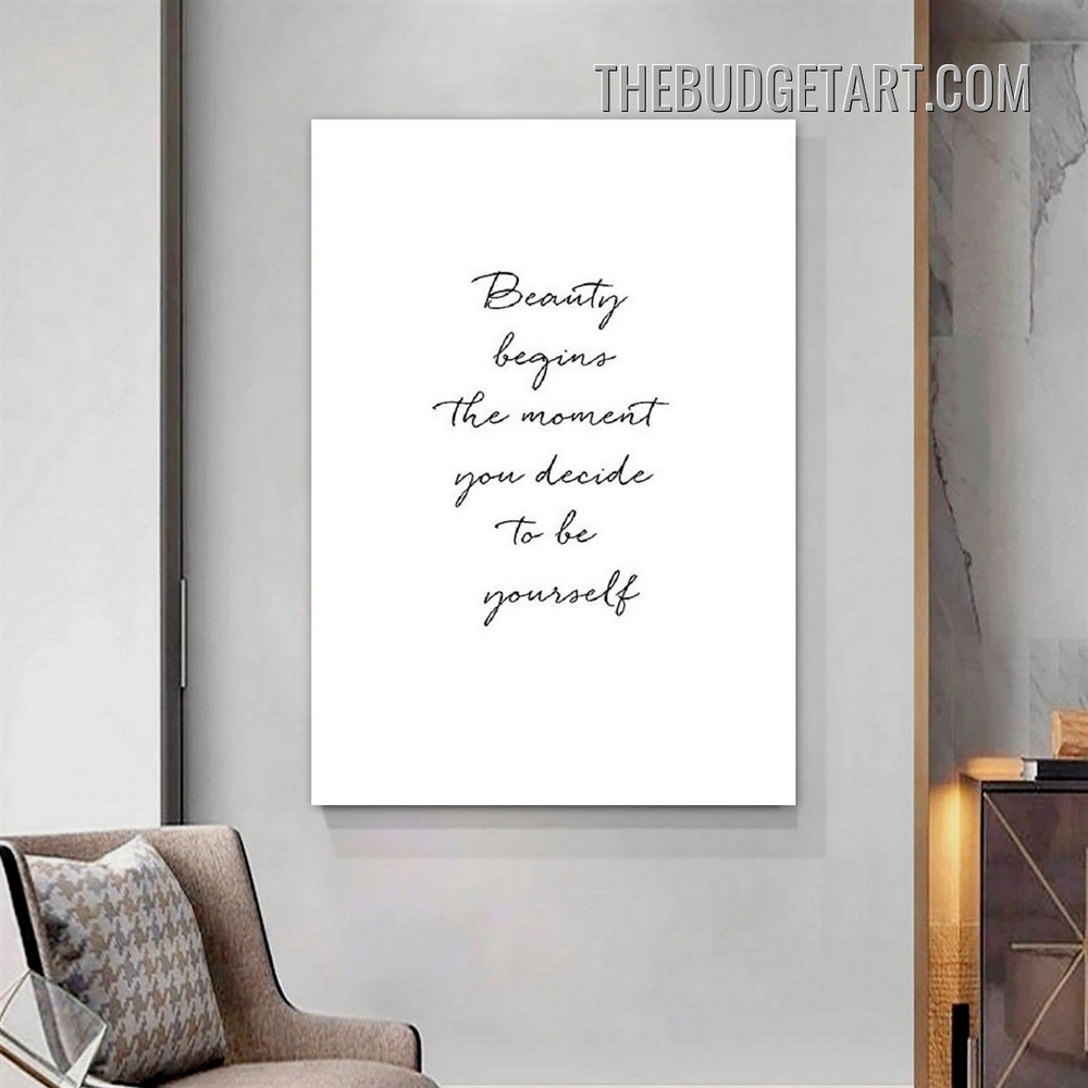 Begins The Moment Typography Painting Picture Modern Canvas Wall Art Print for Room Arrangement