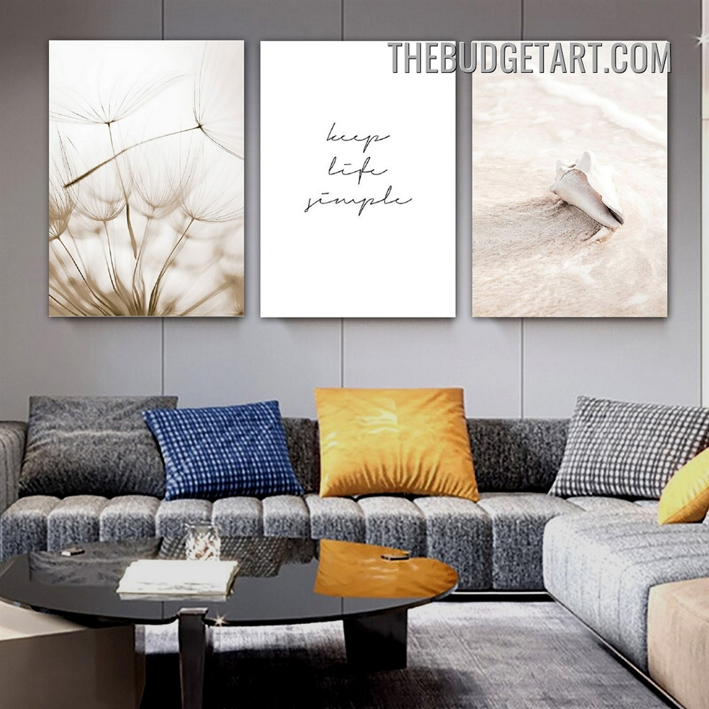 Keep Life Simple Typography Modern Painting Picture 3 Panel Canvas Wall Art Prints for Room Garnish