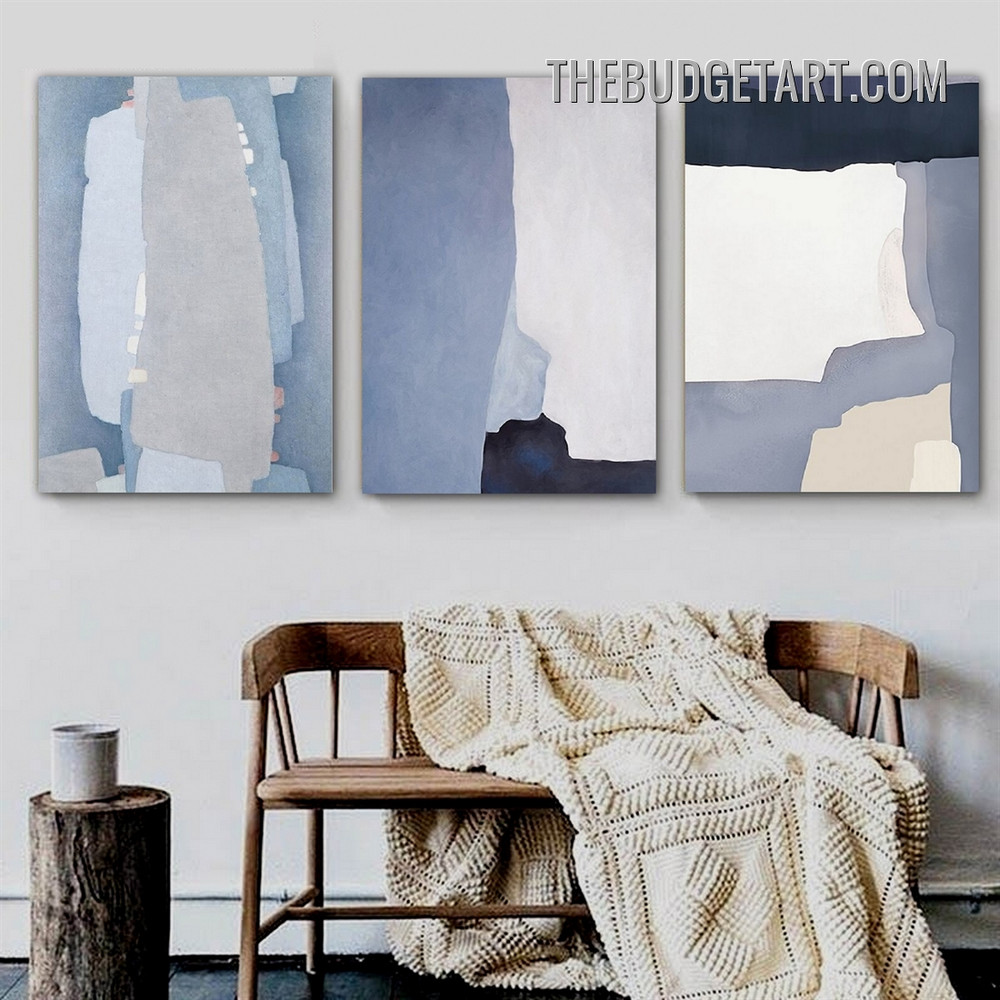 Smudge Abstract Watercolor Scandinavian Painting Picture 3 Panel Canvas Wall Art Prints for Room Drape
