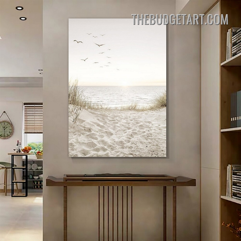 Birds Beach Landscape Modern Painting Picture Canvas Art Print for Room Wall Drape