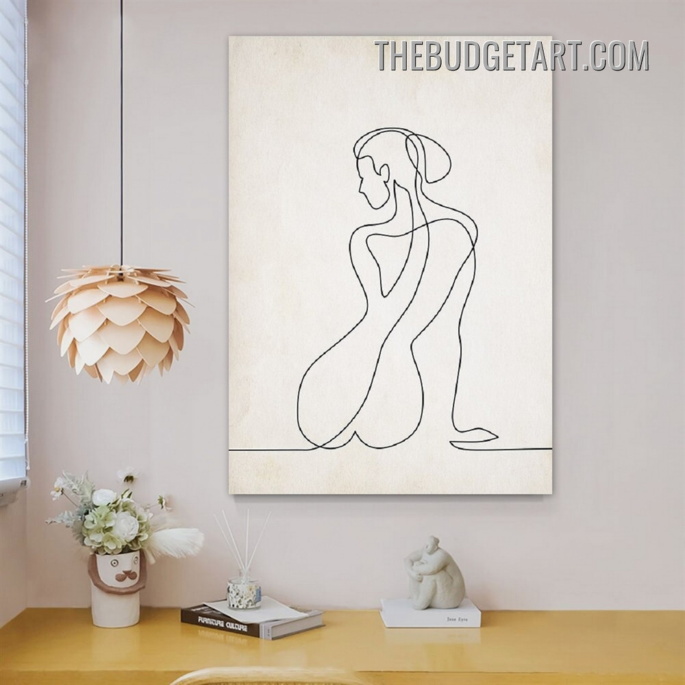 Meandering Line Girl Abstract Figure Modern Painting Picture Canvas Art Print for Room Wall Décor
