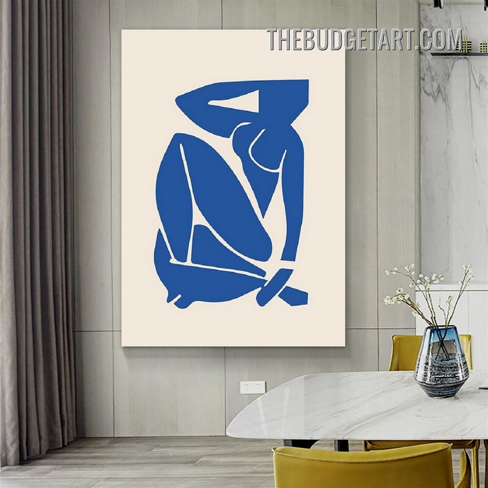 Blue Nude Figure Abstract Vintage Painting Picture Canvas Wall Art Print for Room Embellishment