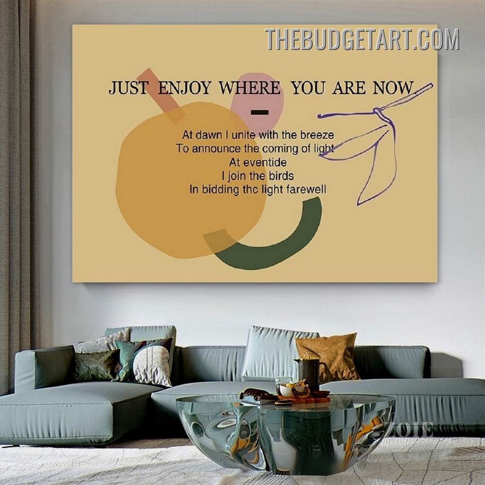 Just Enjoy Typography Vintage Painting Picture Canvas Art Print for Room Wall Arrangement