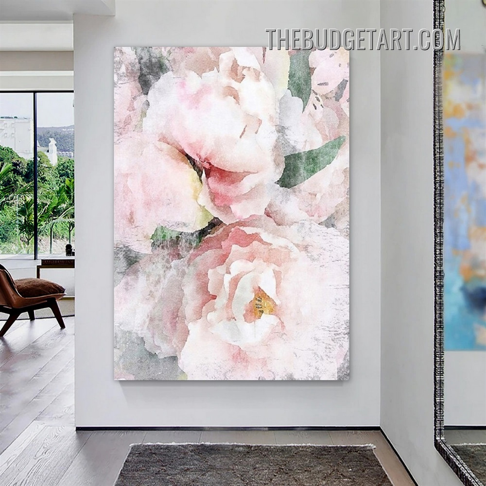 Peony Blossoms Abstract Floral Modern Painting Picture Canvas Wall Art Print for Room Trimming
