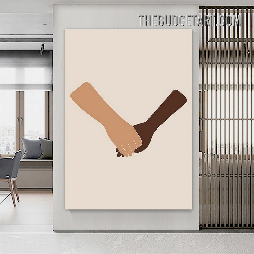 Handshake Abstract Figure Scandinavian Painting Picture Canvas Wall Art Print for Room Drape