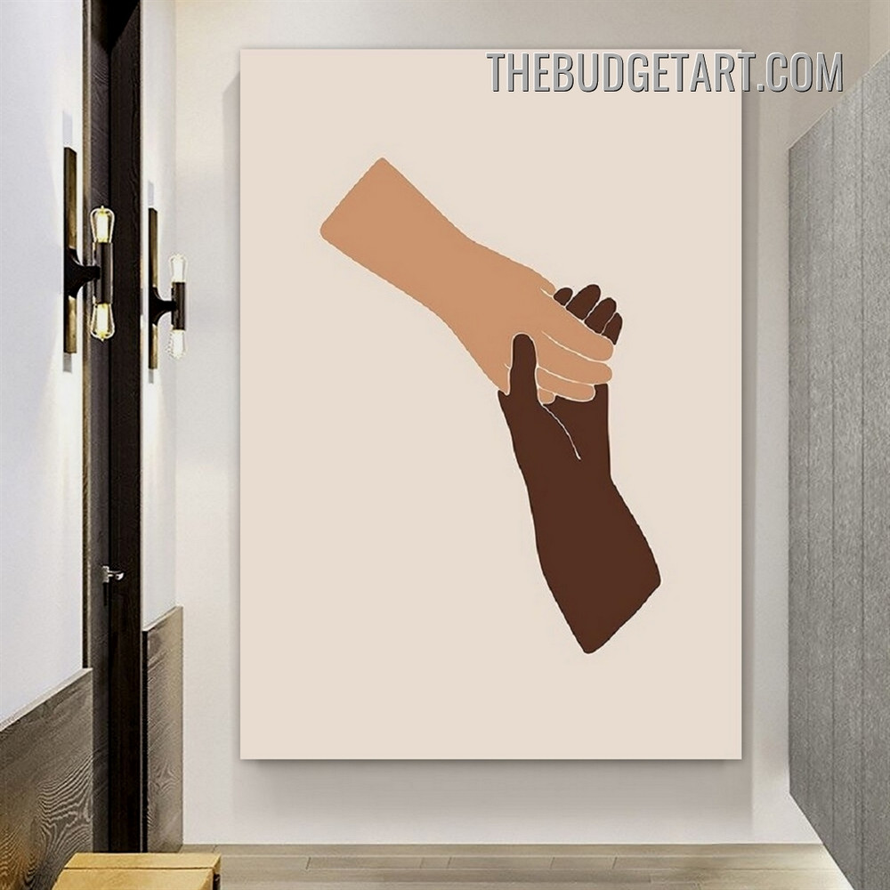 Handshake Abstract Figure Scandinavian Painting Picture Canvas Art Print for Room Wall Arrangement