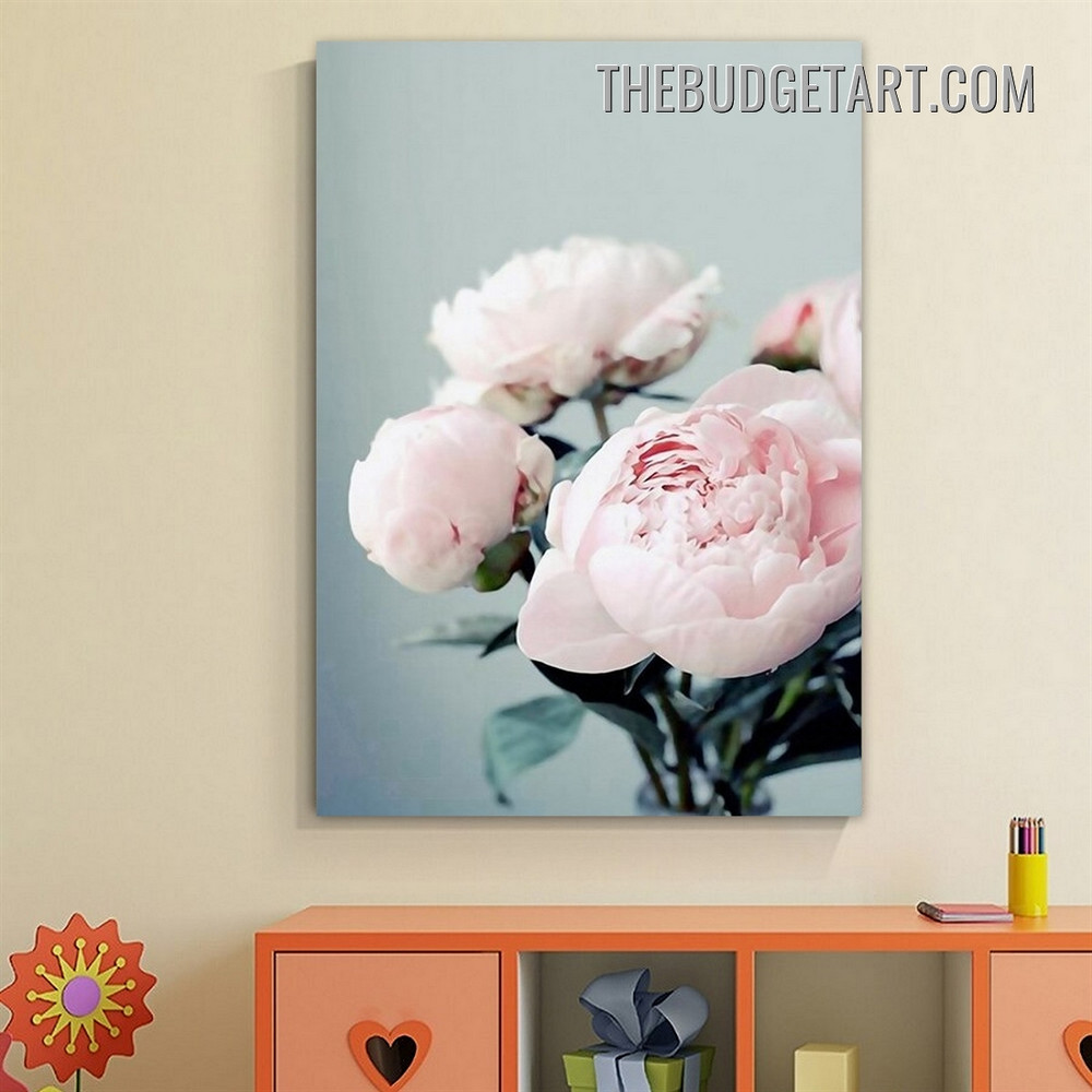 Pink Peonies Flowers Modern Painting Picture Floral Canvas Art Print for Room Wall Finery