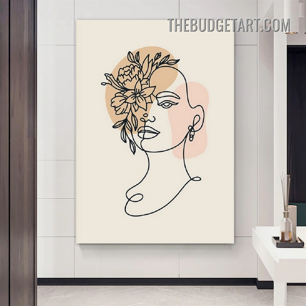 Blossoms Face Abstract Modern Painting Picture Canvas Wall Art Print for Room Finery