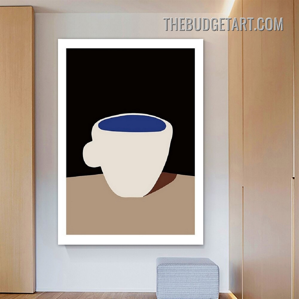 White Cup Abstract Vintage Painting Picture Canvas Wall Art Print for Room Decoration
