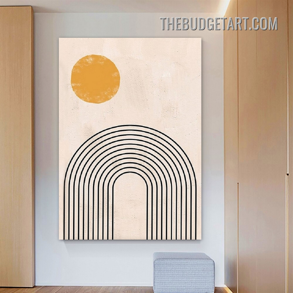 Curvy Lineaments Abstract Scandinavian Painting Picture Canvas Wall Art Print for Room Getup