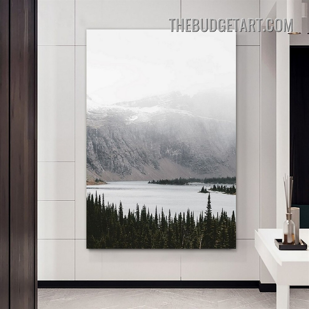 Mountains Nordic Naturescape Scandinavian Painting Picture Canvas Wall Art Print for Room Trimming
