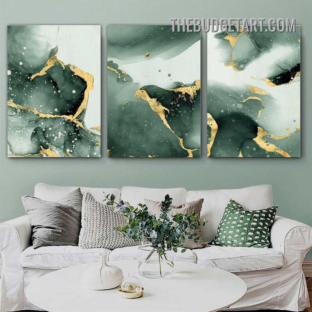 Glazy Stains Abstract Watercolor Painting Picture 3 Panel Canvas Art Prints for Room Wall Drape