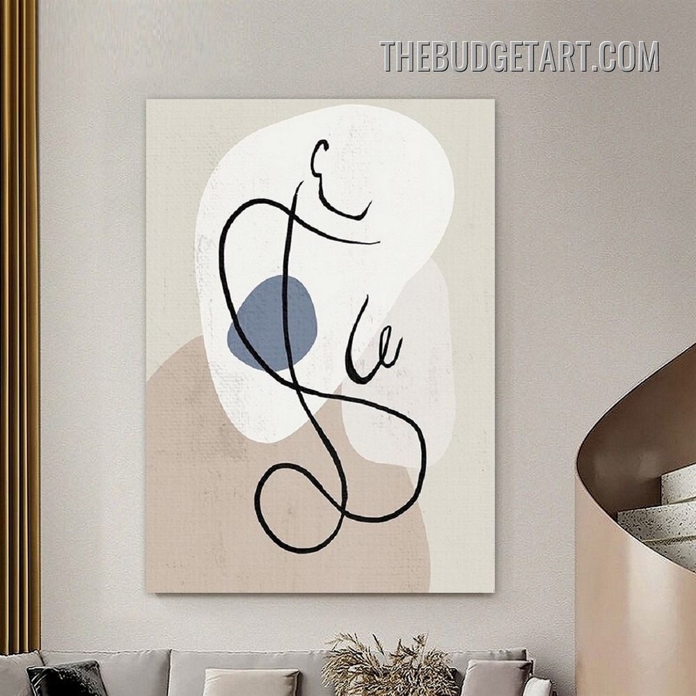 Smudges Curved Lines Abstract Scandinavian Painting Picture Canvas Art Print for Room Wall Arrangement