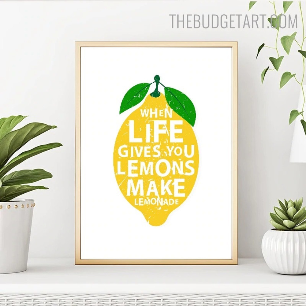 Lemons Quote Modern Painting Photo Canvas Print for Room Wall Decor